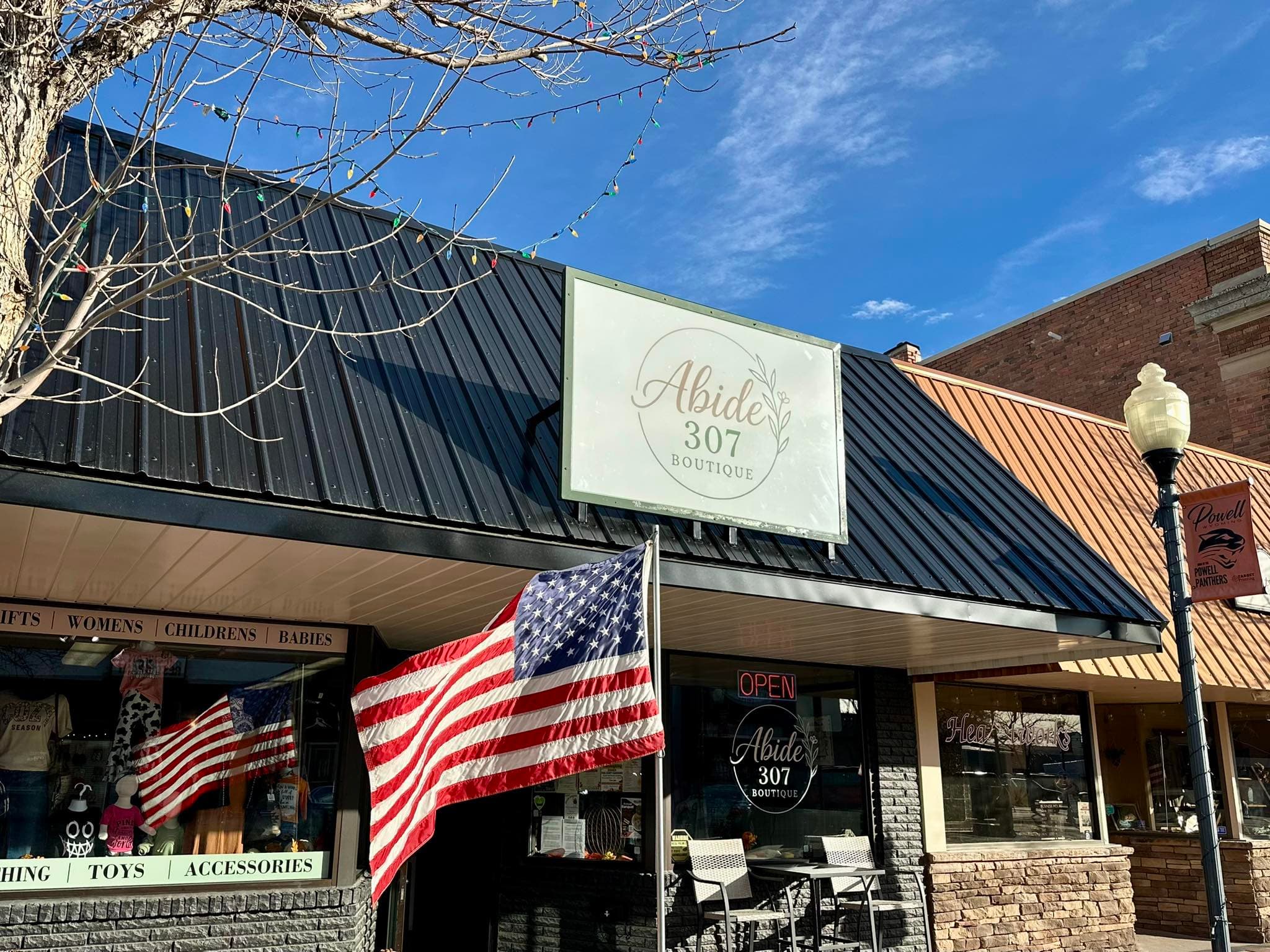 Storefront of Abide 307 Boutique at 109 Bent St., Powell, WY